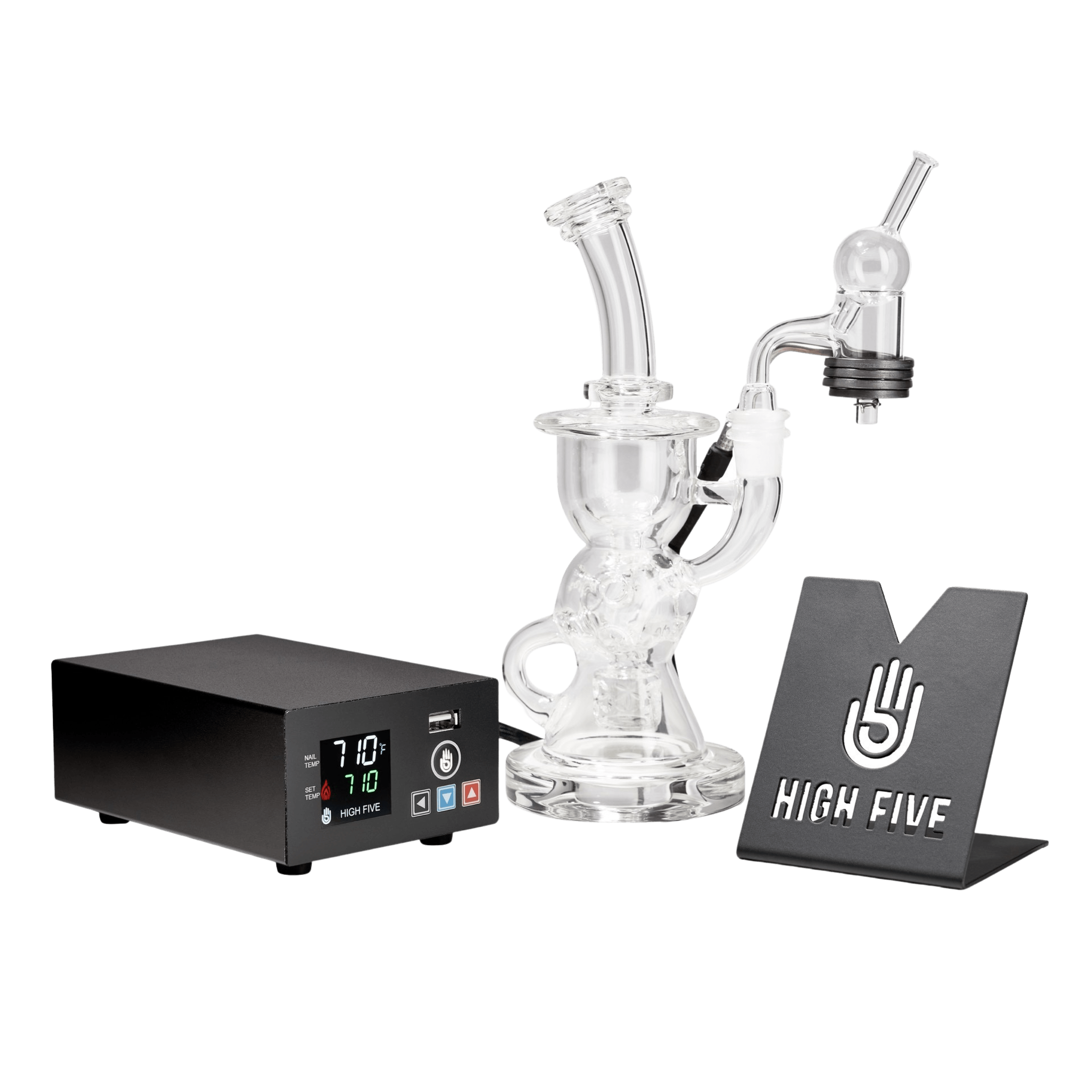 LCD E-Nail Quartz E-Banger & Rig Kit - High Five